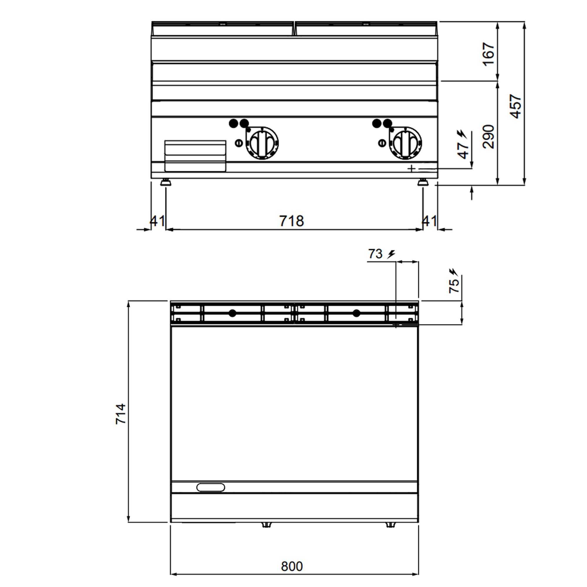 Plaque de cuisson électrique - 9,6 kW - lisse - avec finition brillante
