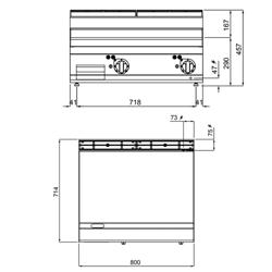 Električni roštilj - 9,6 kW - Glatka - površina pečenja: 800x714 mm - stolni