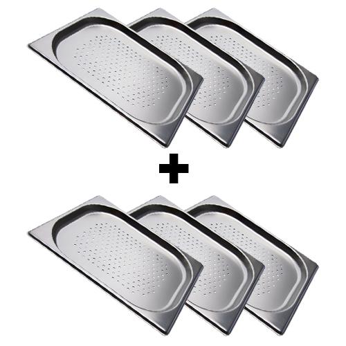 (6 pcs) Stainless Steel Gastronorm Pan GN 1/2 - perforated - Depth: 20mm