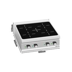 Cucina a induzione professionale - PAOLO 900 - 800x900x320mm - 20,0 kW - 4 zone a induzione - da banco