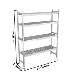 Scaffale in alluminio anodizzato - 1311x1685mm - Profondità: 360mm - con 4 ripiani - Portata: 450kg per ripiano