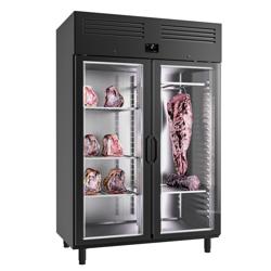 Dry Aging Fleischreifeschrank - 1300mm - 2 Glastüren - Schwarz