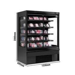 Commercial multideck display fridge - 1330mm - 455L - with 2 hinged glass doors & 4 shelves - Black