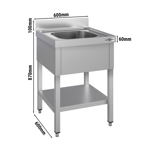 Yıkama Tezgahı ECO - 600x600mm - Alt raflı & 1  evyeli