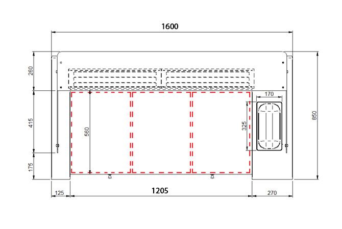 Station de cuisson mobile - 1600 x 850 mm - Hauteur : 1170 mm