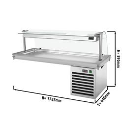 Płyta chłodnicza do zabudowy – 1800 mm – +2 do +8 °C – 5x GN 1/1 – 700 W – z szybą przeciwkaszlową