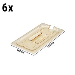(6 piezas) CAMBRO | H-PAN™ Tapas GN resistentes al calor 1/3 - con muesca y asa - ámbar