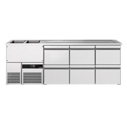 Balcão frigorífico para cerveja PREMIUM - 2500x700mm - 6 gavetas