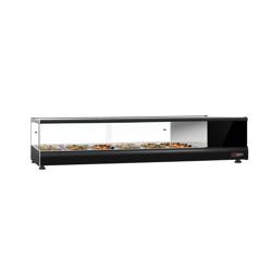 Vetrina tapas refrigerata PREMIUM - 1376x405mm - 6x GN 1/3 - vetri dritti - Nero