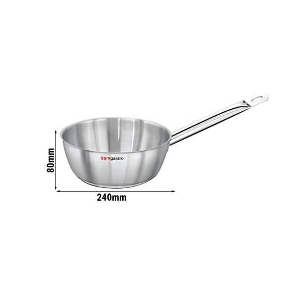 Stiel-Sauteuse - Edelstahl - konisch - 2,5 Liter - Ø 240mm - Höhe: 80mm - Induktionsgeeignet