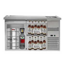 Pivski štand Premium PLUS - 1550x700 mm - 1 staklena vrata & 2 ladice 