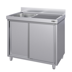 Chiuvetă tip dulap - din oțel inoxidabil ECO - 1,0 m - 1 cuva pe stânga - L 40 x W 40 x D 25 cm