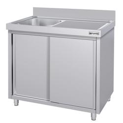 Mueble fregadero de acero inoxidable ECO - 1,0 m - 1 lavabo a la izquierda - L 40 x W 40 x D 25 cm