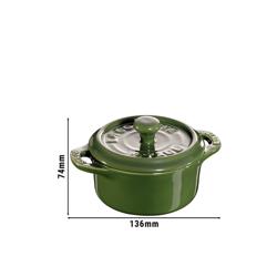 STAUB | CERAMIQUE - طنجرة كوكوت صغيرة - بقطر 100 مم - دائرية - سيراميك - أخضر ريحاني