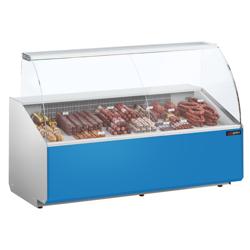 Koeltoonbank - 1881x979mm - 387 liter - front hellblauw - rechte ruit