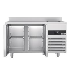 Kühltisch PREMIUM - 1430x700mm - mit 2 Türen, 1 Becken rechts - Aufkantung