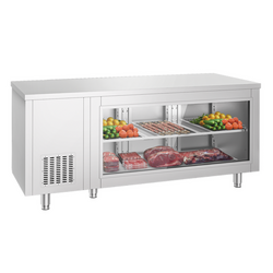 Gekoelde tafel - 1800x700mm - 3 deuren aan de achterkant - met glazen voorkant