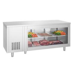 Commercial Counter Fridge - 1865x700mm - with 3 doors - glass front - capacity 474 litres