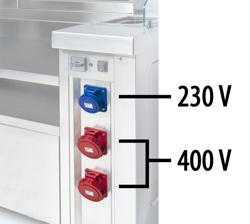 Station de cuisson mobile – 1600 × 850 mm – hauteur : 1170 mm – incl. friteuse, plaque à snacker, bain-marie & élément neutre