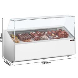 Comptoir vitrine réfrigérée - 2506x979mm - +2/+6°C - 512L - Façade blanche