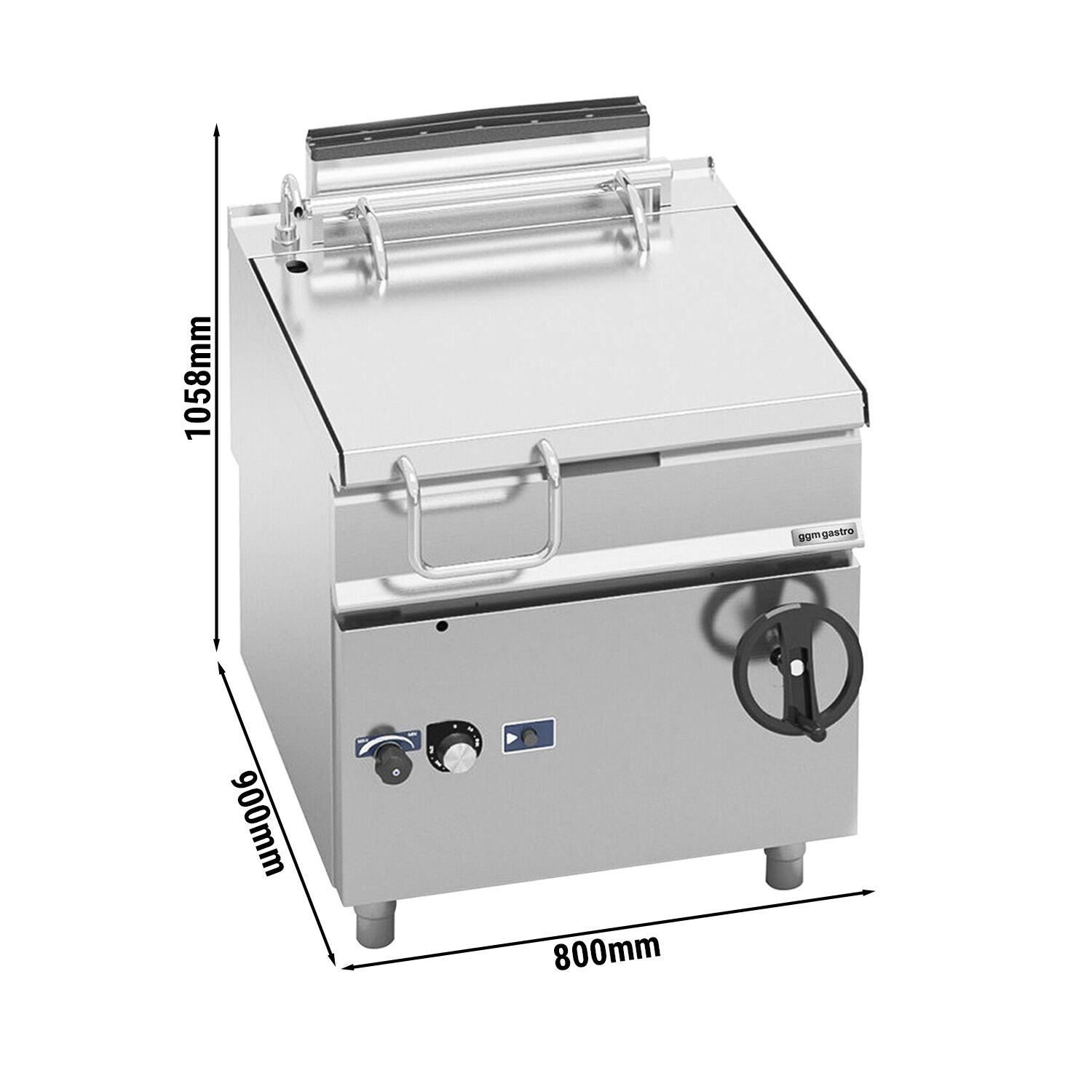 Sauteuse basculante à gaz – 80 litres – 20 kW – avec volant manuel