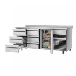 طاولة مبردة PREMIUM - 1865x700mm - مع 1 باب - مع 6 درج - حاجز خلفي