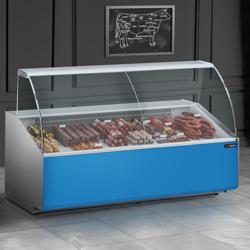 Vitrina de refrigeración - 1881mm - vitrina expositora - 387l - frente azul claro (RAL5015) - cristal panorámico