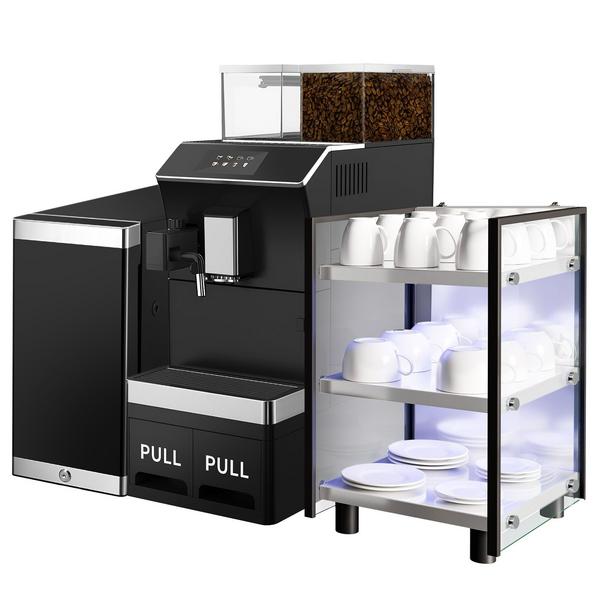 Professionele volautomatische espressomachine - 16 drankopties - 5" touchscreen - 1 bonenreservoir - incl. versmelksysteem - incl. Kopjeswarmer & melkkoelkast