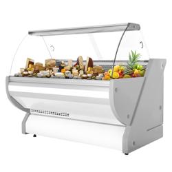Vitrina de refrigeración - 1725mm - vitrina expositora - iluminación - frontal curvo - base y cuerpo blancos