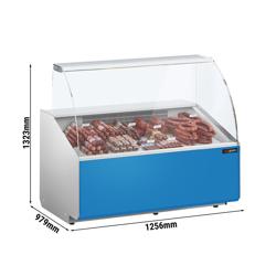Koeltoonbank - 1256x979mm - 262 liter - front hellblauw - rechte ruit