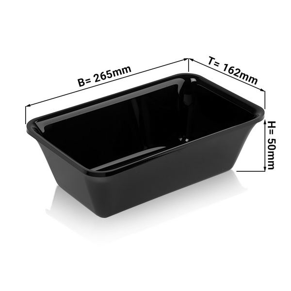 Dikdörtgen sunum tepsisi - GN 1/4 - 265x162x50mm - Siyah