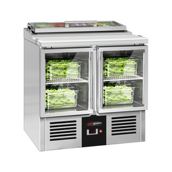 Saladette PREMIUM - 900mm - 2 glazen deuren - met ingang voor 4x GN 1/3 & Glazen deksel