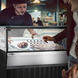 Expositor de Balcão Refrigerado de Sushi - 1000mm - portas de correr na frente em plexiglass - para sushi - para 3x GN 1/1