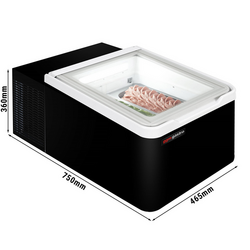 Tafelmodel ijsvitrine - 460mm - Statisch - voor 2x 5 liter ijscontainers - Deksel opening naar klantzijde