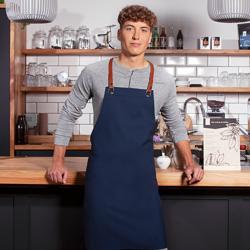 KARLOWSKY | Recycled Bib Apron Green Generation Cross-Back Leather Straps – Steel Blue - 70x85 cm