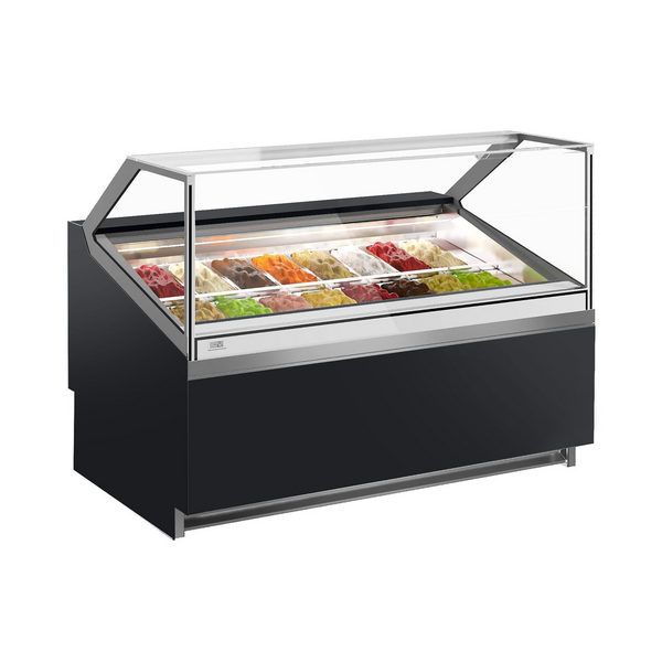 Dondurma Tezgahı IVY - 1562mm -Havalandırmalı - 16x5 Litre Dondurma Kabı için- Siyah
