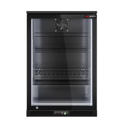 Barová lednice - 600 mm - 126 litrů - s 1 skleněnými křídlovými dveřmi - vnější i vnitřní černá