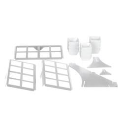 Buffetstandaard - wit gecoat RVS & melamine - hoekig - 320x460mm - 3-laags - Hoogte: 420mm - incl. 24 melamineschaaltjes 100x100mm