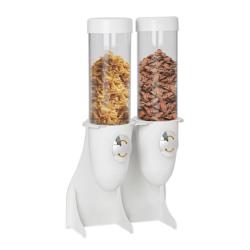 (2) WHITE LINE | Double Cereal & Muesli Dispenser – White