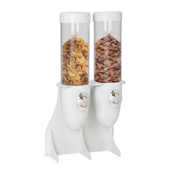 (2) WHITE LINE | Double Cereal & Muesli Dispenser – White