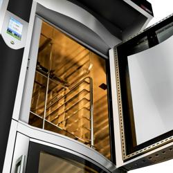 Rotary Commercial Bakery Convection Oven with Steam Injection - Touchscreen Controls - 1 Baking Chambers - 10x 600x400mm (EN 60x40) - with Prover Cabinet & with Hood