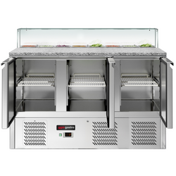 8x GN 1/6 سالادبار اکونومی -1368 میلیمتر - 3 درب - ویترین شیشه ای - برای 