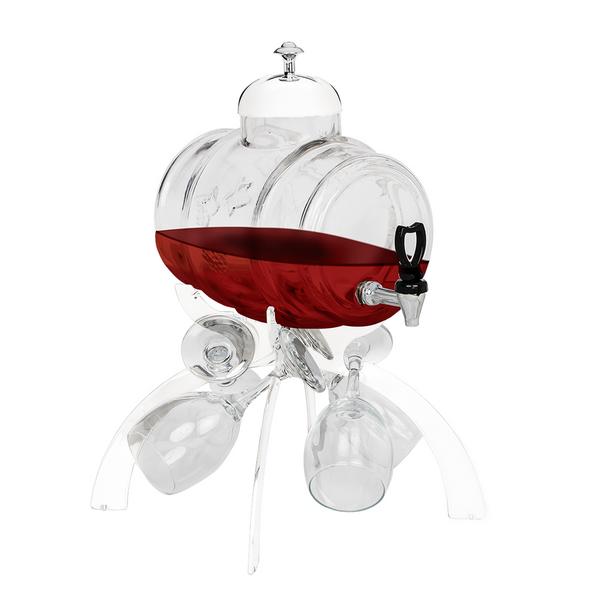 Dozator de vin - de blat - 4 litri - alb - incl. 4 pahare de vin