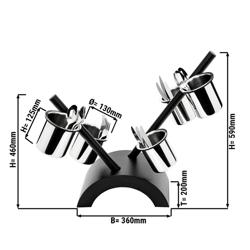 Portaposate con supporto - con 5 contenitori - 360x200mm - Altezza: 590mm - acciaio inox (AISI 430) - Nero - contenitore estraibile
