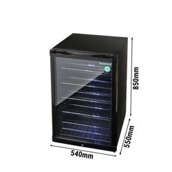 GASTRO-COOL | Réfrigérateur de bar - 540 mm - 130 litres - avec 1 porte à battant en verre - Noir       