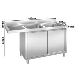 Dřezová skříňka s prostorem na myčku 1,6 m - 2 dřezy D 40 x Š 40 x H 25 cm pravá