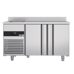 Koelwerkbank PREMIUM - 1430x700mm - met 2 deuren, 1 spoelbak links & achterwand