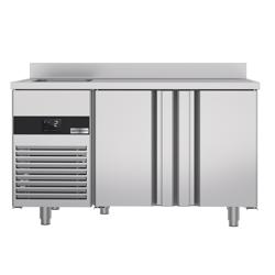 Kühltisch PREMIUM - 1430x700mm - mit 2 Türen, 1 Becken links - Aufkantung