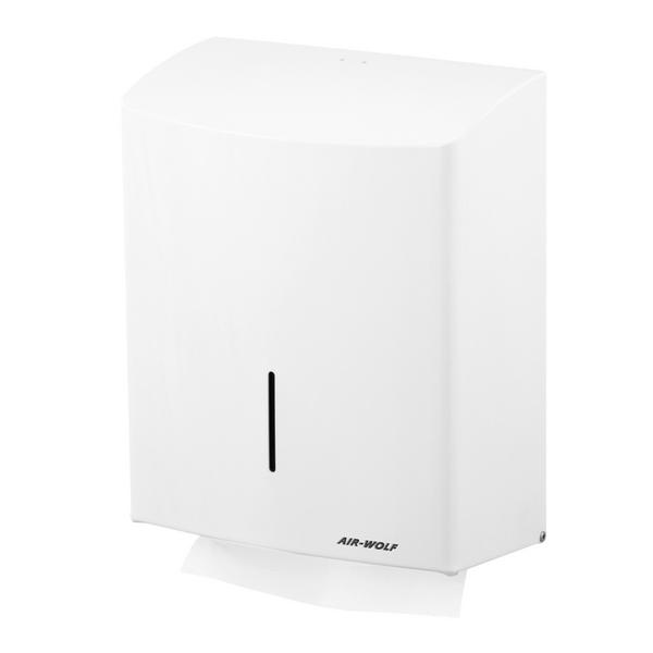 AIR WOLF | Kağıt Havlu Dispenseri - 600 havlu için - paslanmaz çelik - beyaz