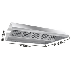Exaustor de tecto 1,6m - com filtro e lâmpada